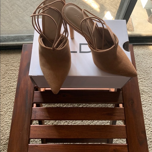 Tan suede heel ankle tie - Picture 2 of 6